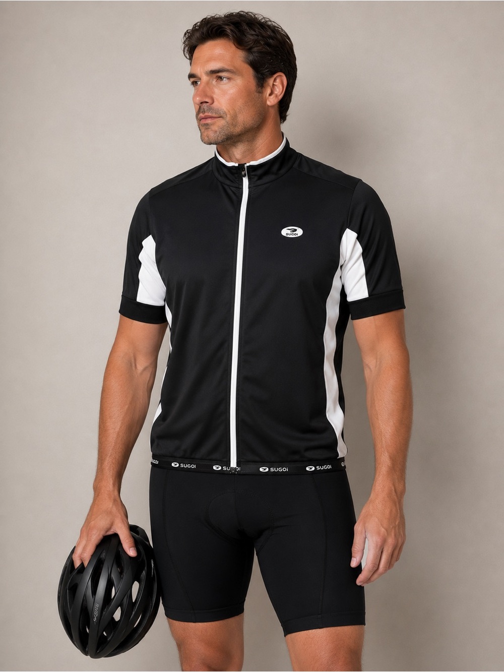 SUGOI Find Pro Black and White Full Zip Short-Sleeve Cycling Jacket